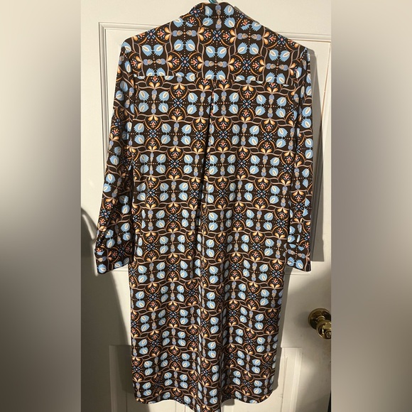 J. McLaughlin Blue and Orange Long Sleeve Shirt Dress - Picture 6 of 6